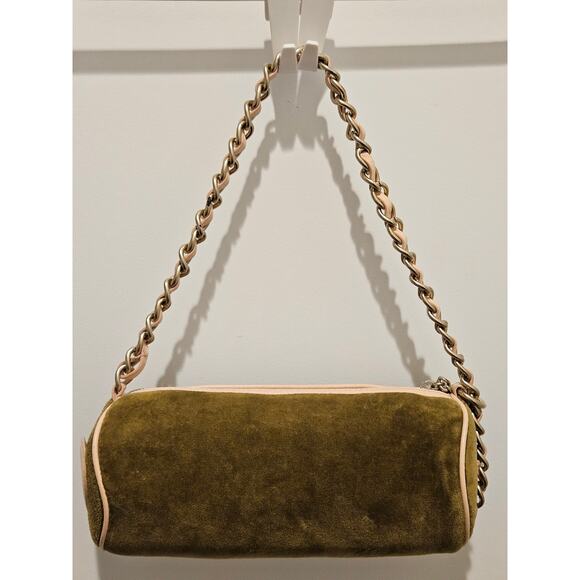 Rare Y2K Juicy Couture Green & Pink Velour Barrel Purse, Authentic - Picture 8 of 15